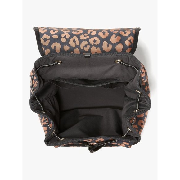 New Kate Spade Sam Leopard Medium Backpack The Little Better Nylon Black Multi - Picture 2 of 5